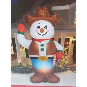 10 Ft Snowman Cowboy Christmas Airblown Yard Inflatable Hoilday Time  Outdoor...